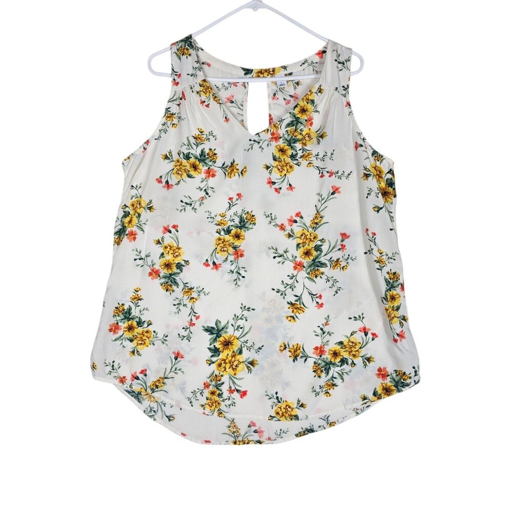Old Navy V-neck Top Large Keyhole Sleeveless Irovy Floral